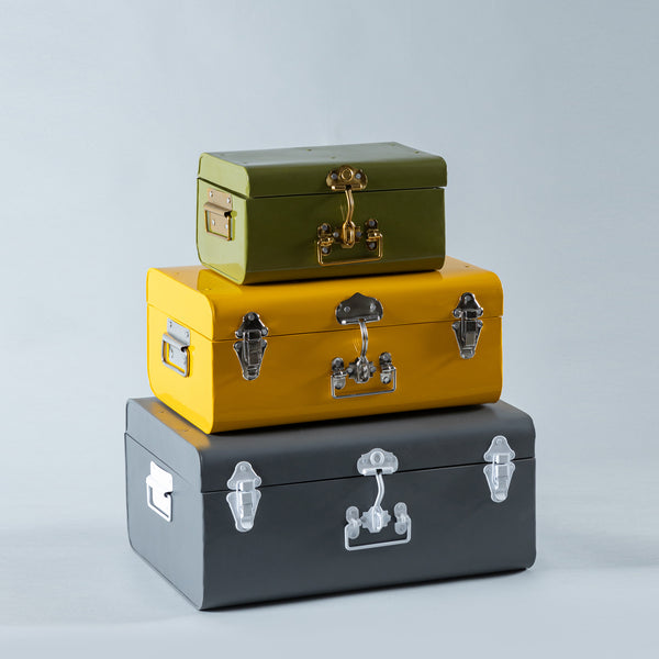 SET OF 3 CLASSY IRON TRUNK BOXES