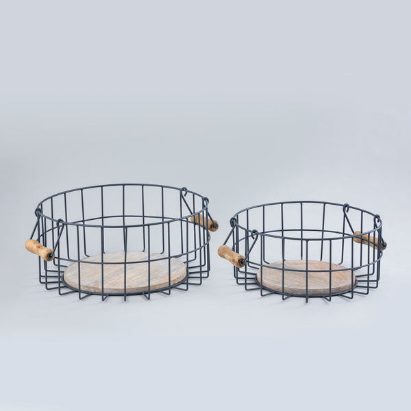 S/2 round baskets with handle