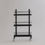 THREE-STORY BLACK MULTI-PURPOSE TROLLEY