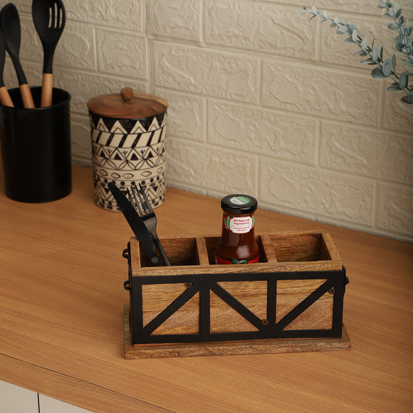 3 section Wooden Table Organizer