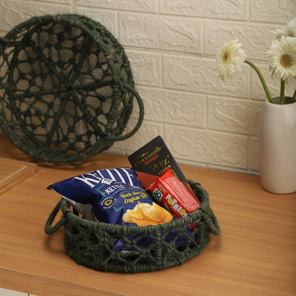 Handwoven dark green basket