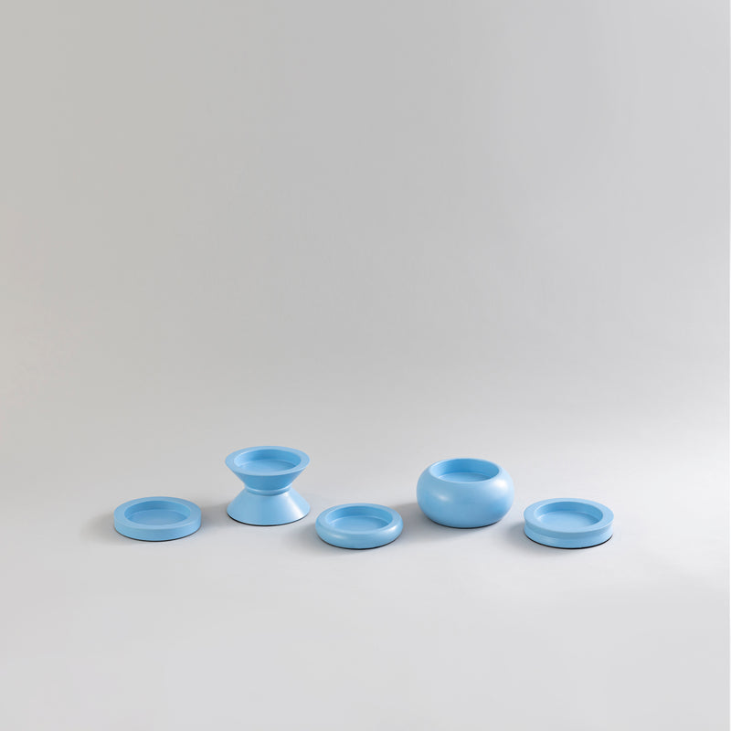 CANDLE HOLDERS SKY BLUE - SET OF 5