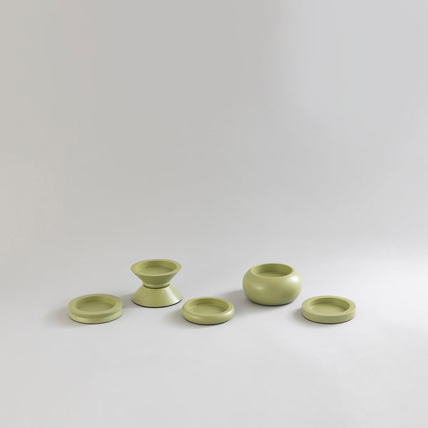 CANDLE HOLDERS GREEN - SET OF 5