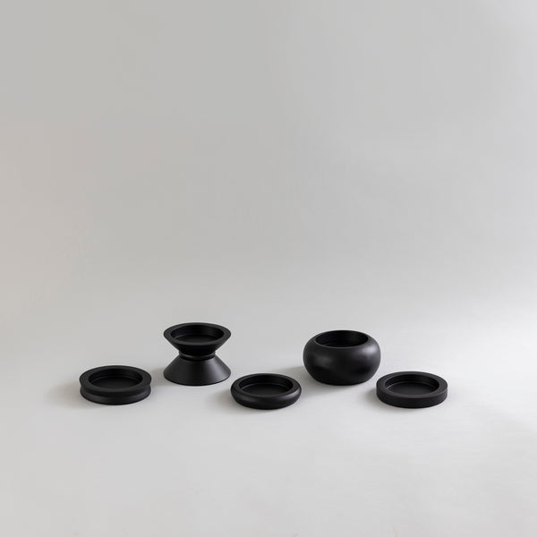 CANDLE HOLDERS BLACK - SET OF 5