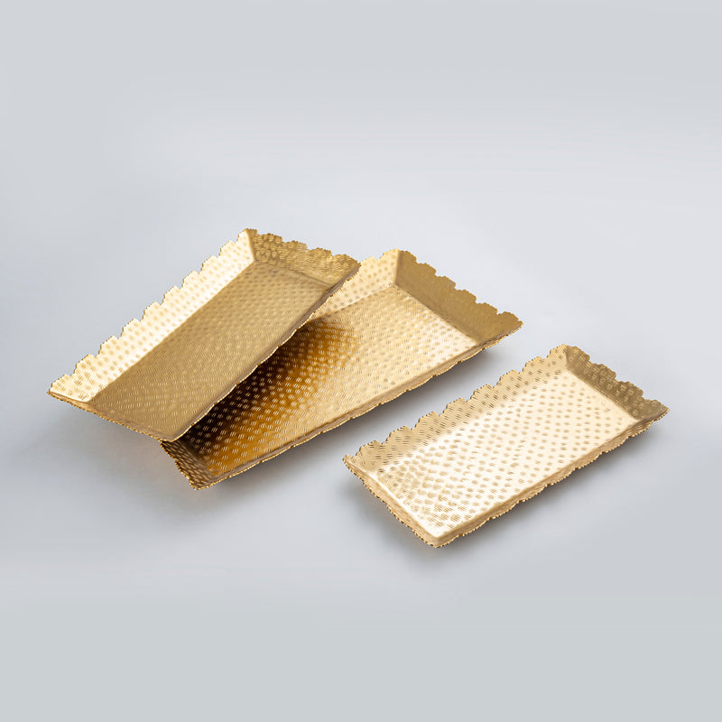 GOLD RECTANGLE TRAY SET OF 3