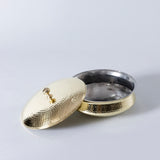 brass hammered handi with lid.