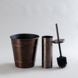 bronze iron waste bin and brush holder combo.