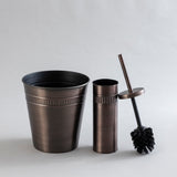 bronze iron waste bin and brush holder combo.