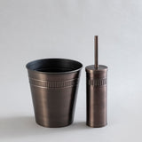 bronze iron waste bin and brush holder combo.