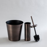 bronze iron waste bin and brush holder combo.