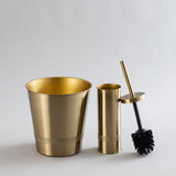 gold beaded design stainless steel waste bin and brush holder combo.