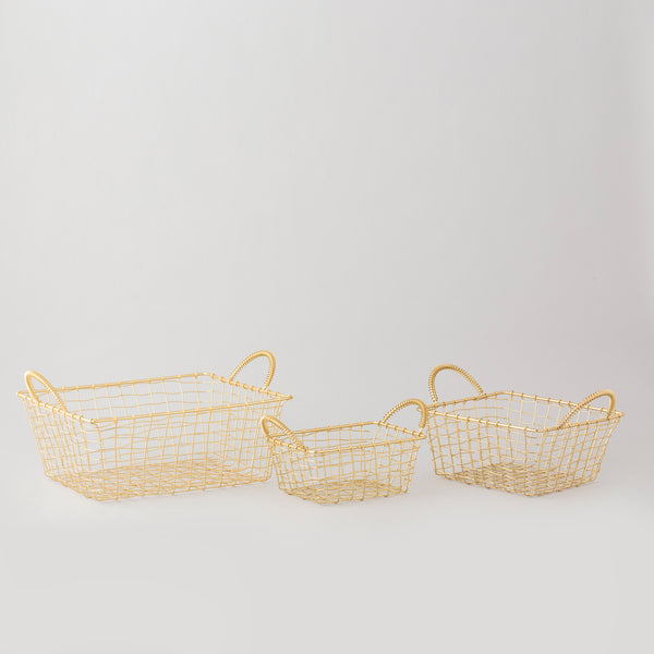 Brass plated square basket