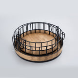 S/2 round wooden trays