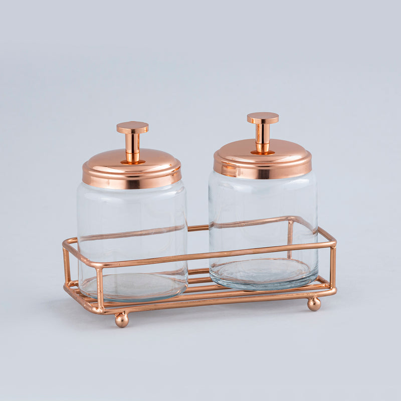 Copper& Glass Canister s/2