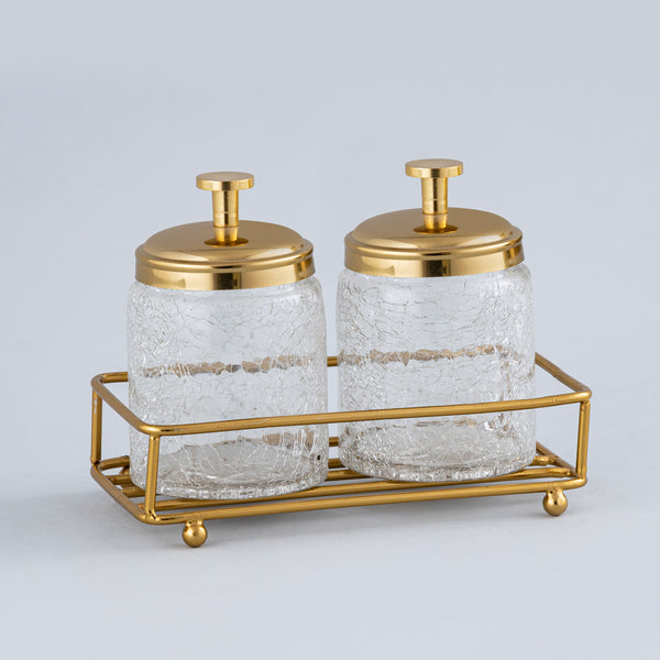 Iron & Glass Canister set(Gold)