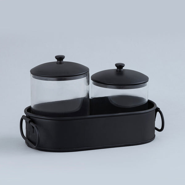 Iron & Glass Canister set(M. Black)