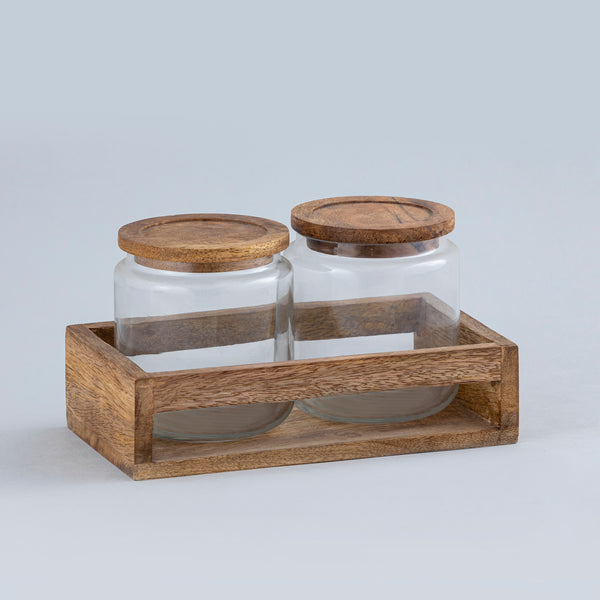 Wood & Glass Canister Set