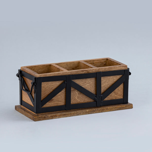3 section Wooden Table Organizer