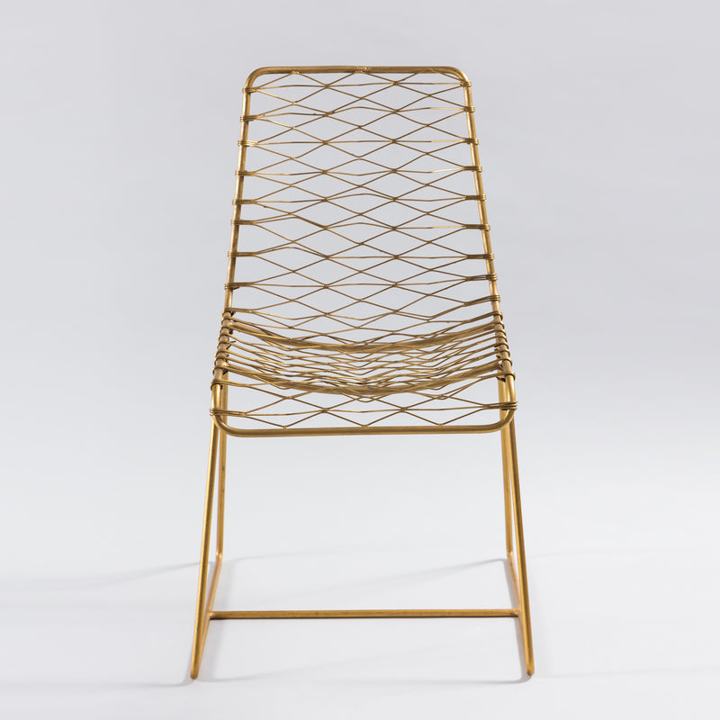 Brass-Plated Wireframe Chair