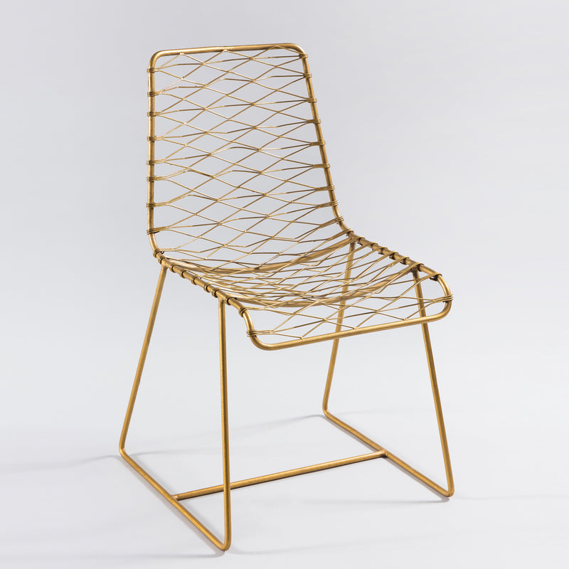 Brass-Plated Wireframe Chair