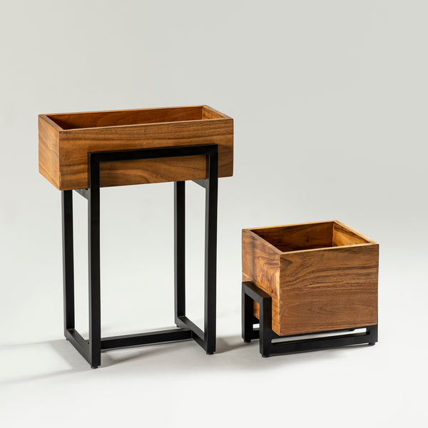 S/2 Wooden Square Planters