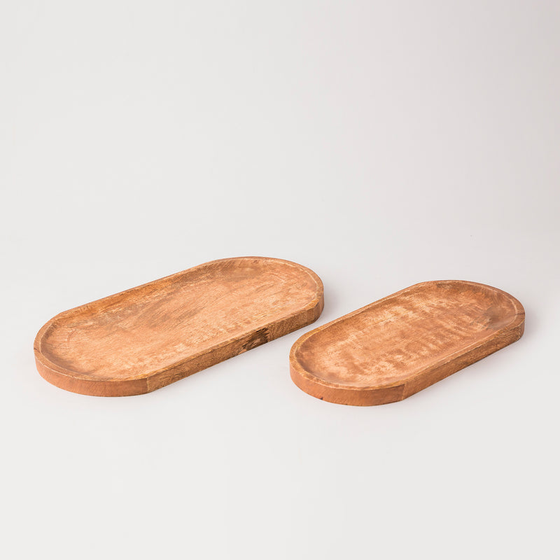 Spin Mango Wood Tray Set of 2