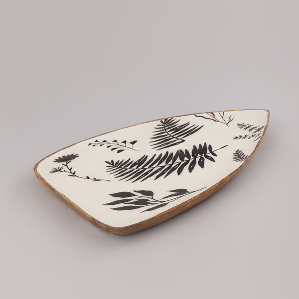 Floral-Printed Oval Tray